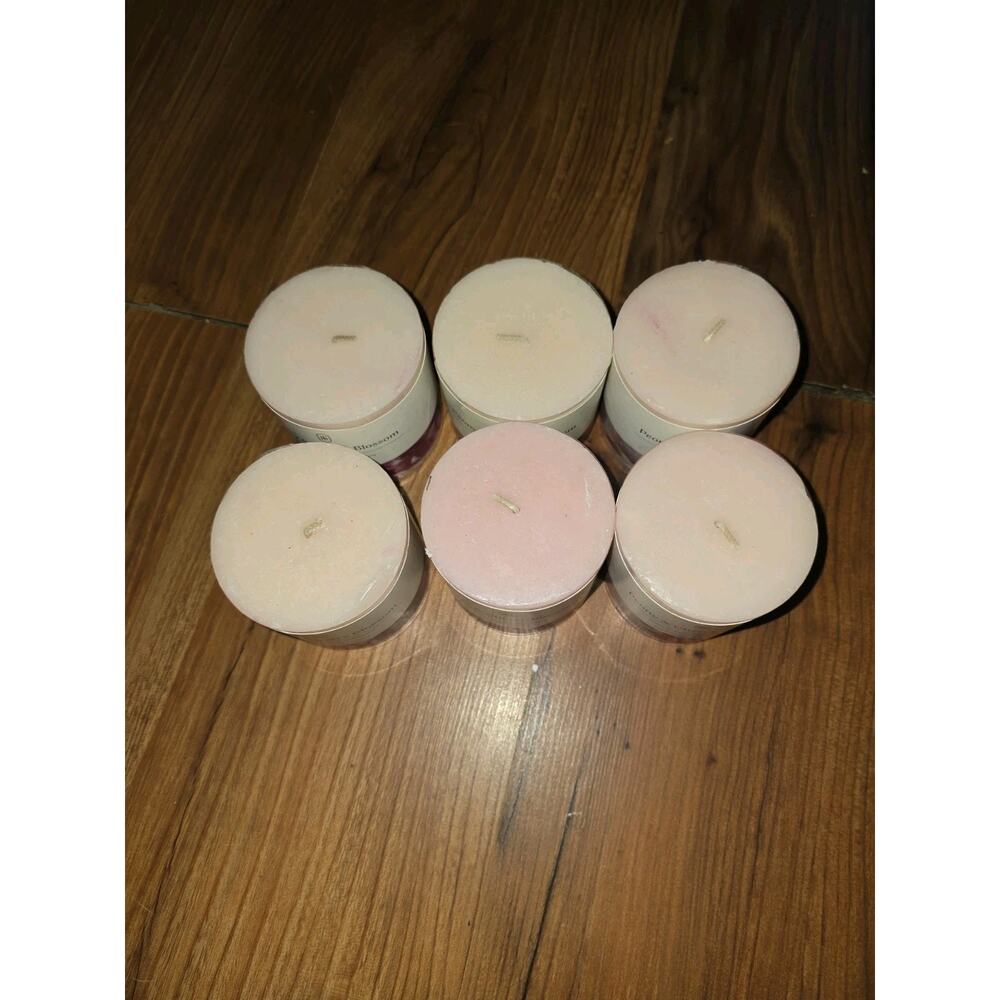 6 Peony & Cherry Blossom Candles 3x3x7.6 Single Wicks Candles - Picture 2 of 5